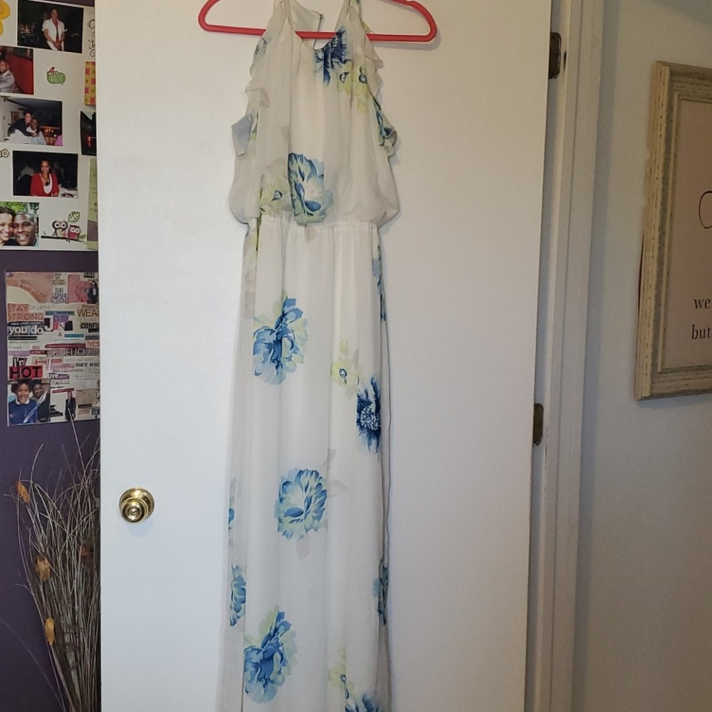 White dress with floral design